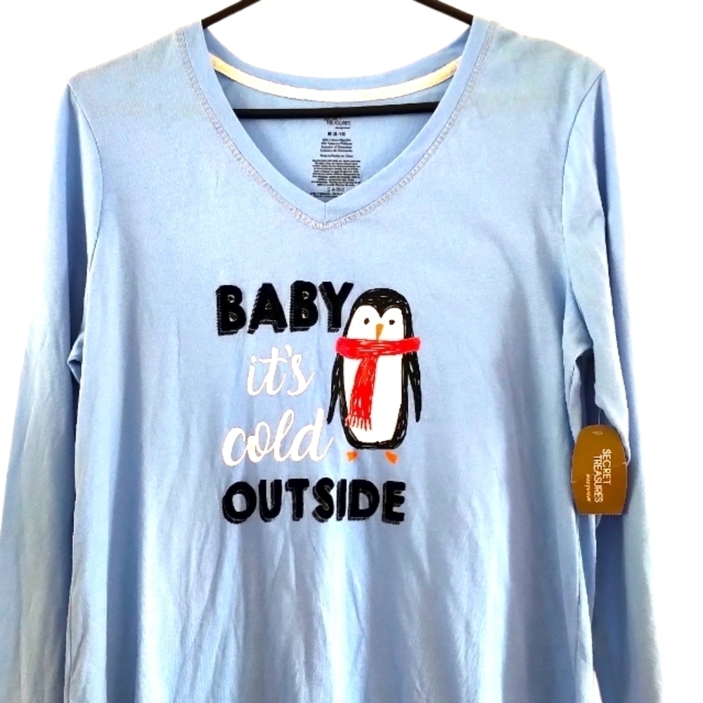 💜Dead Stock⭐NWT⭐Y2K Vintage Secret Treasures Long Sleeve Shirt V-Neck Baby Blue - Picture 3 of 16